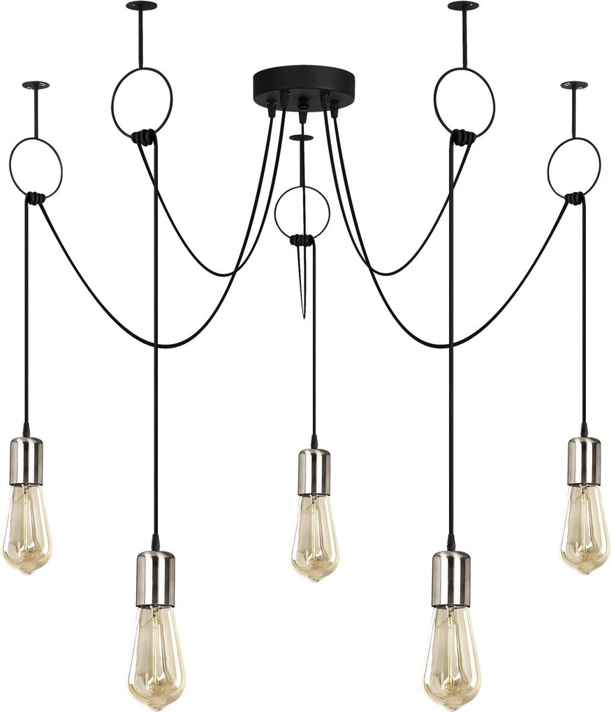 Candeeiro de Teto Sirin – Preto Níquel – 100 cm de diâmetro, 111 cm de