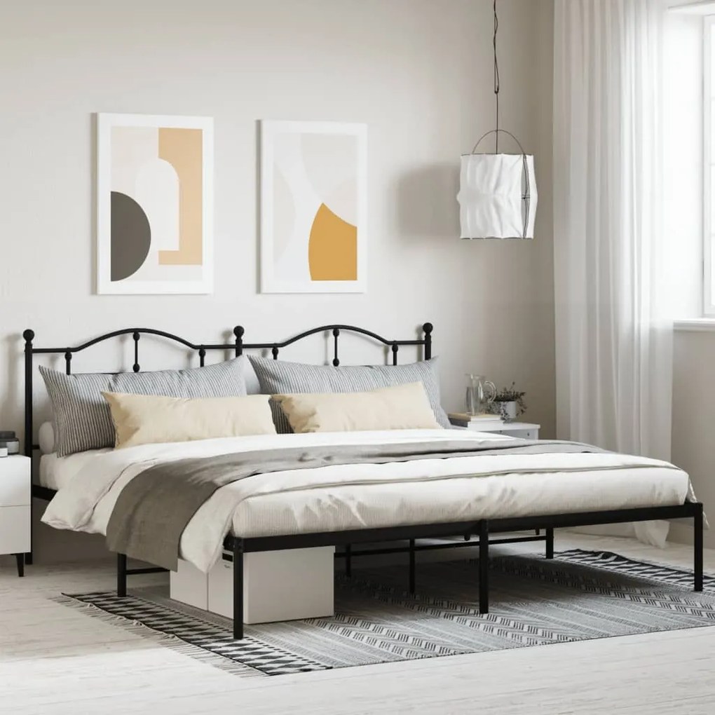 vidaXL Estrutura de cama com cabeceira 193x203 cm metal preto