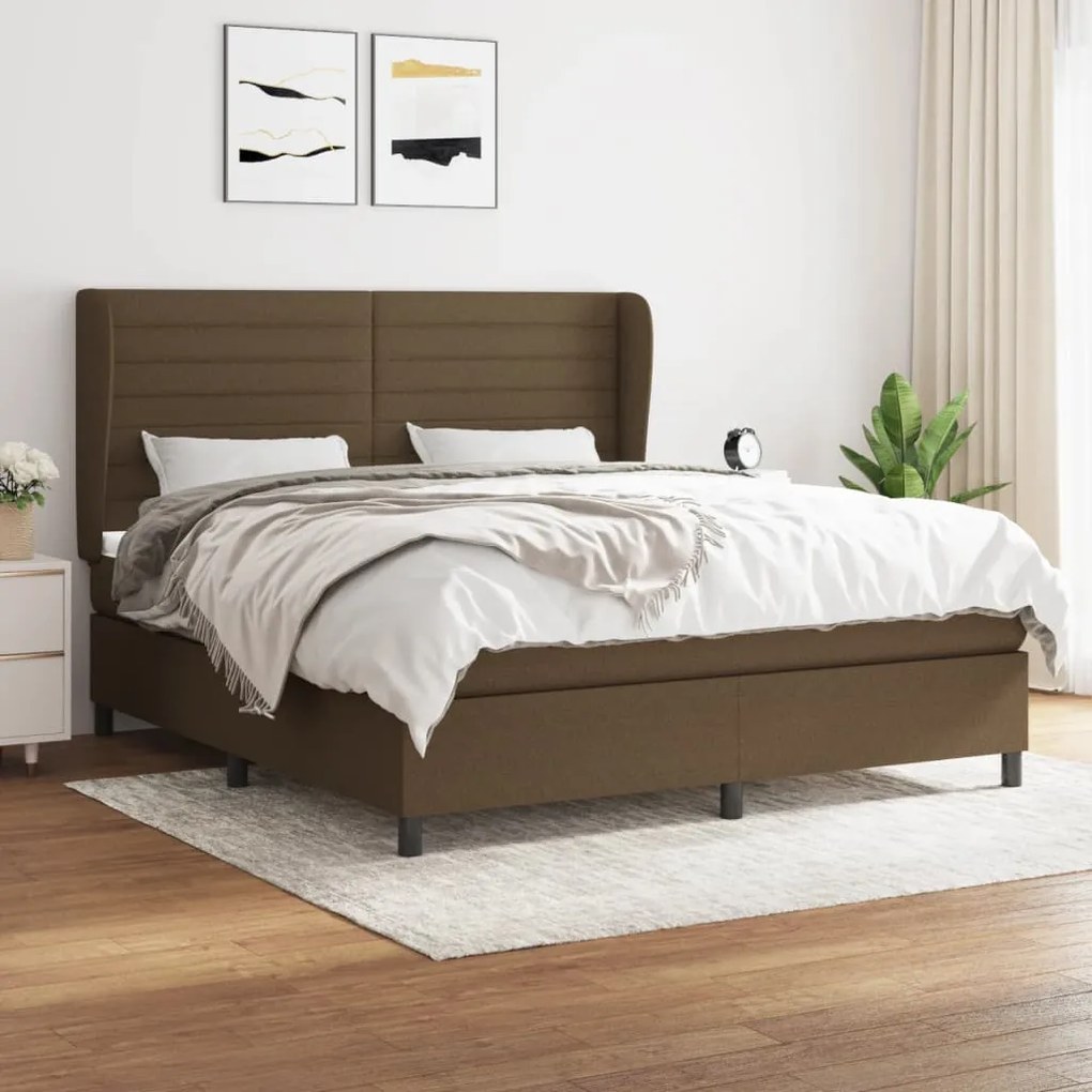 vidaXL Cama com molas/colchão 160x200 cm tecido castanho-escuro