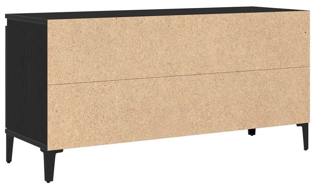 Armário de TV vidaXL Preto Carvalho 102x35x50 cm de Madeira de Engenha