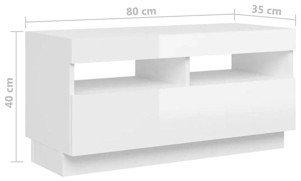 Móvel de TV Giancarlo com Luzes LED de 180cm - Branco Brilhante - Desi