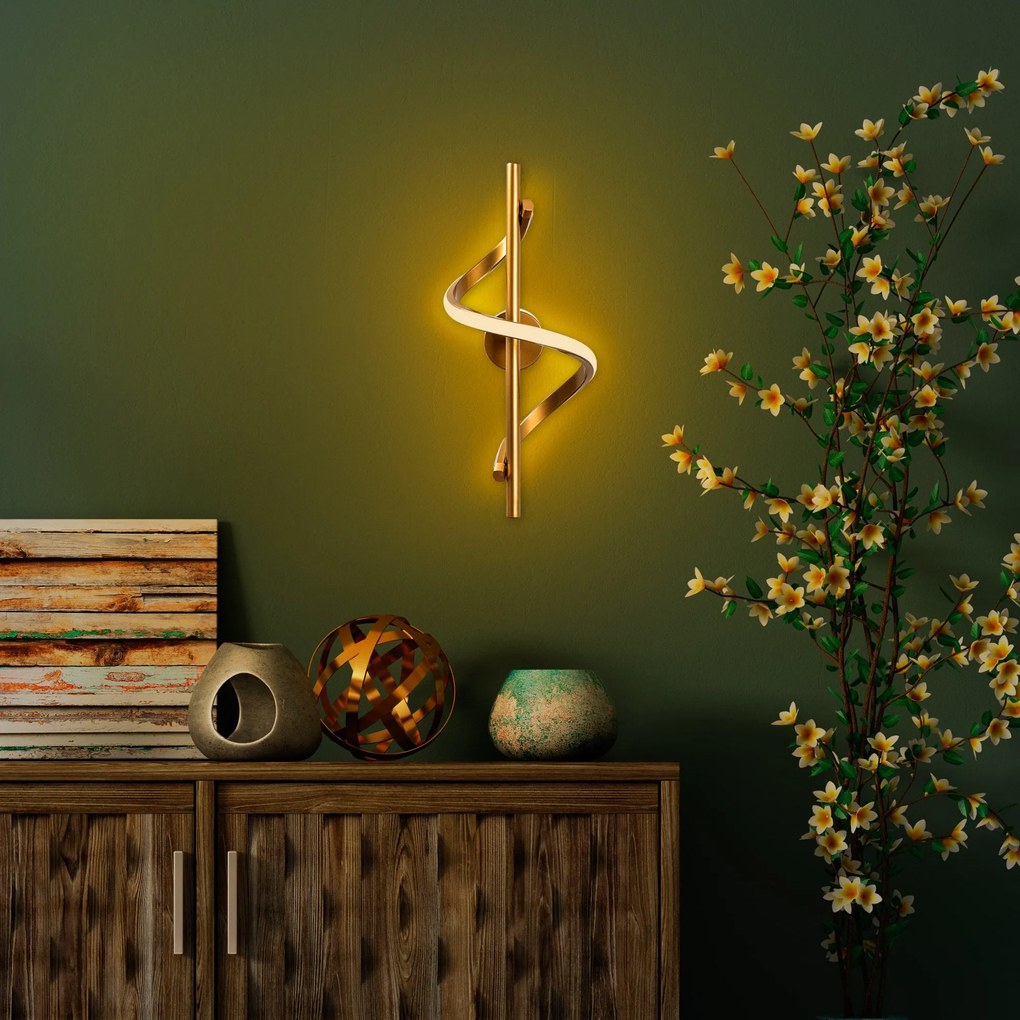 Candeeiro de Parede Likma - Dourado - 16cm x 41cm x 25cm