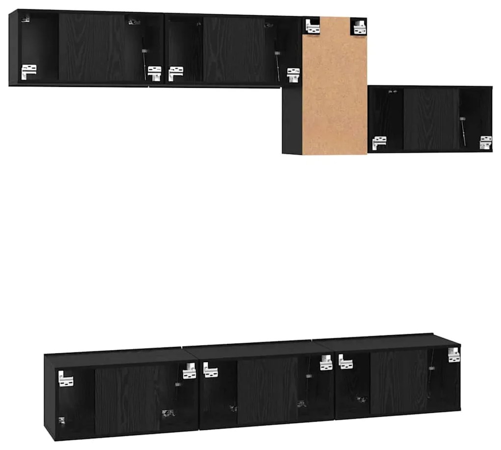 Conjunto de móvel de TV 7 pcs Carvalho Preto 60 x 30 x 30 cm