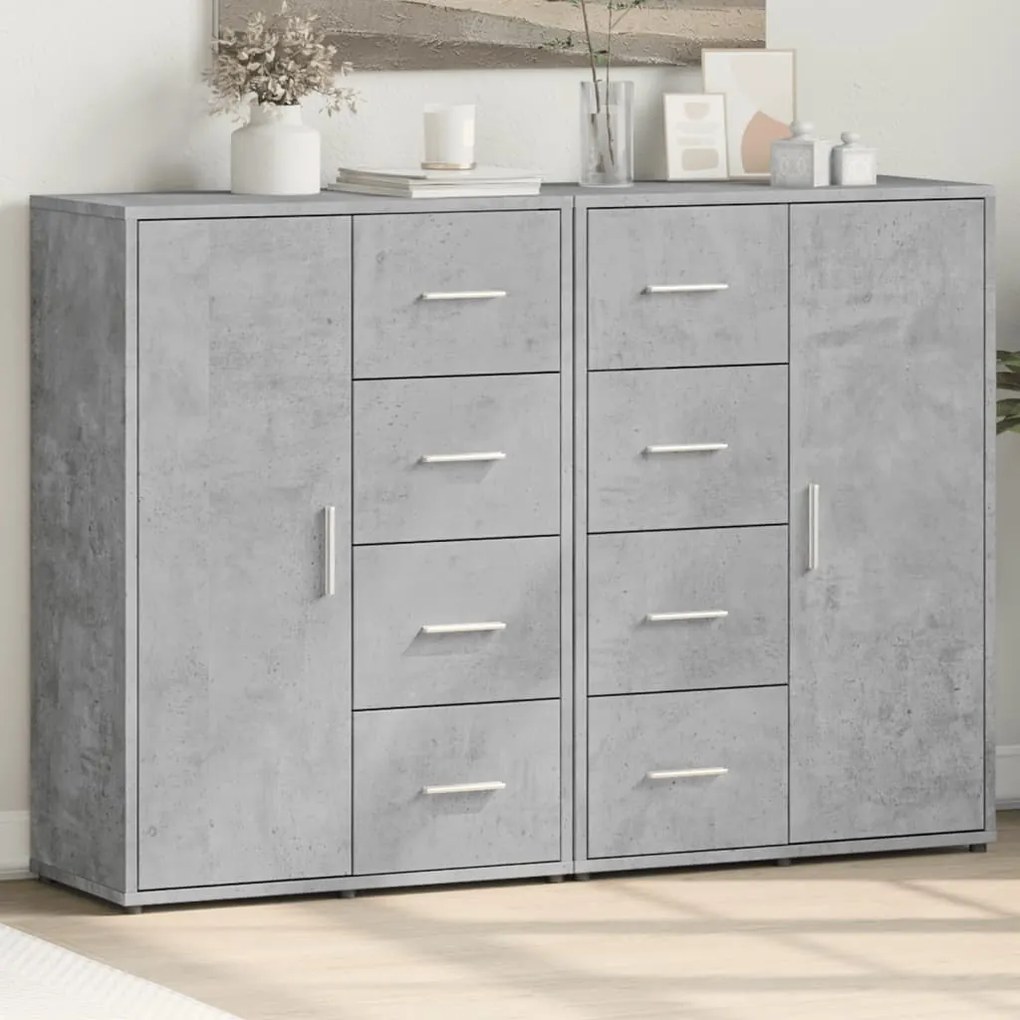 vidaXL Aparadores 2 pcs 60x31x84 cm derivados madeira cinzento cimento