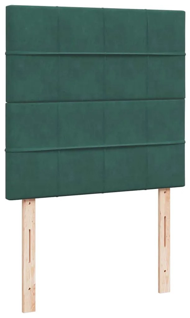 Cama com molas/colchão 90x200 cm veludo verde-escuro