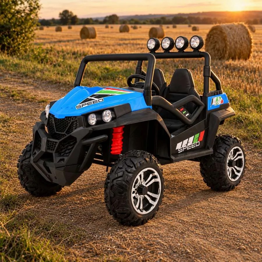 Carro elétrico para Crianças 2 Lugares Grand Buggy 4x4 LIFT 2x12V Rodas Espuma EVA, Assento couro ecológico Azul