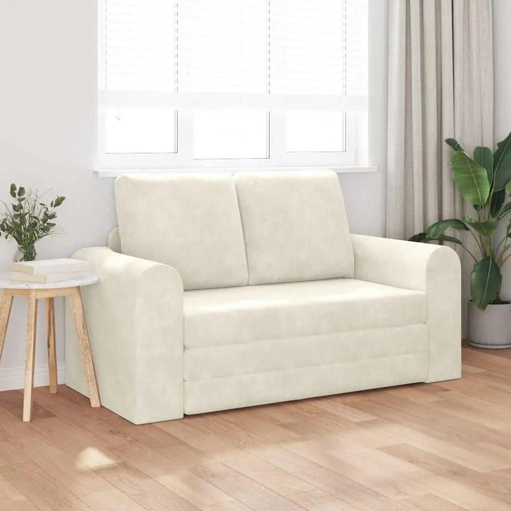 Sofá-Cama 2 em 1 Creme 148x71x83 cm Veludo