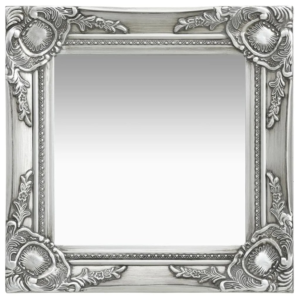vidaXL Espelho de parede estilo barroco 40x40 cm prateado