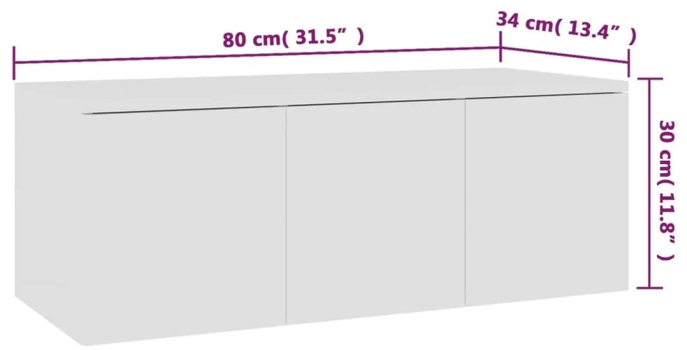 Móvel de TV 80x34x30 cm derivados de madeira branco