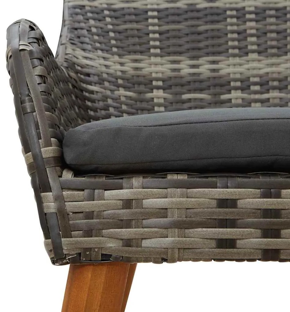 Conjunto de Jantar para Jardim com 5 Peças em Cinza com Rattan Sintéti