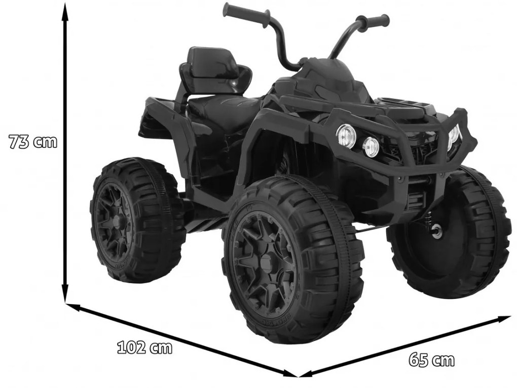 Moto 4 elétrica para crianças 12V 2x45W ATV Com Comando, com Rodas Espuma EVA, Assento couro ecológico, som Crianças Até 30Kg Preta