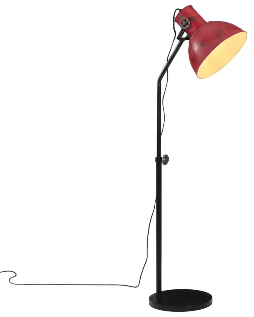 vidaXL Candeeiro de pé 25 W 30x30x90-150 cm E27 vermelho desgastado