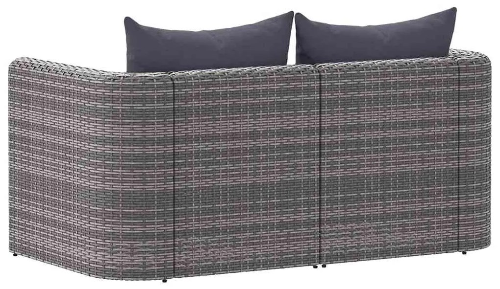 Sofás de canto para jardim 2 pcs vime PE cinzento