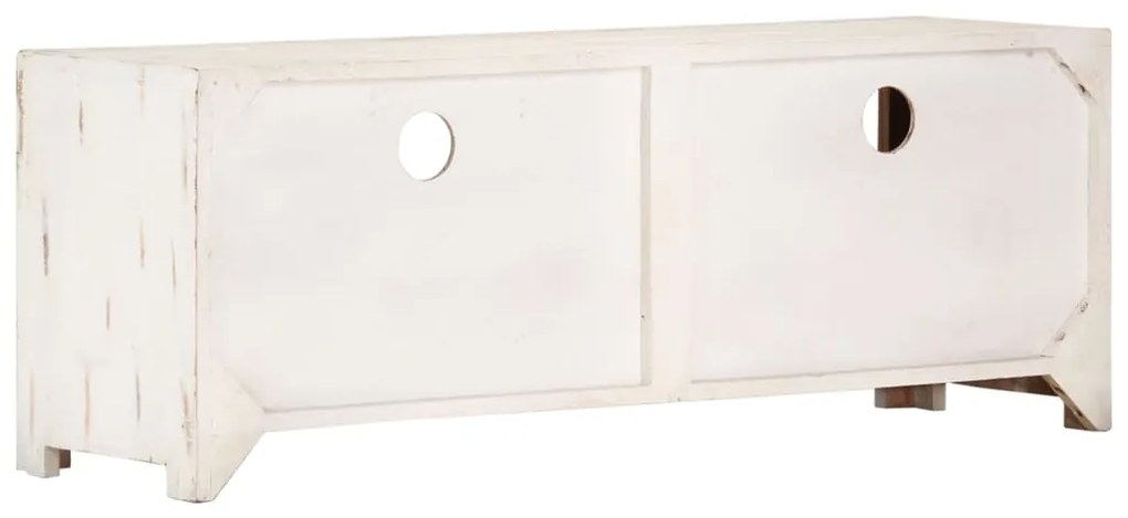 Móvel de TV madeira de acácia maciça 110x30x40 cm branco