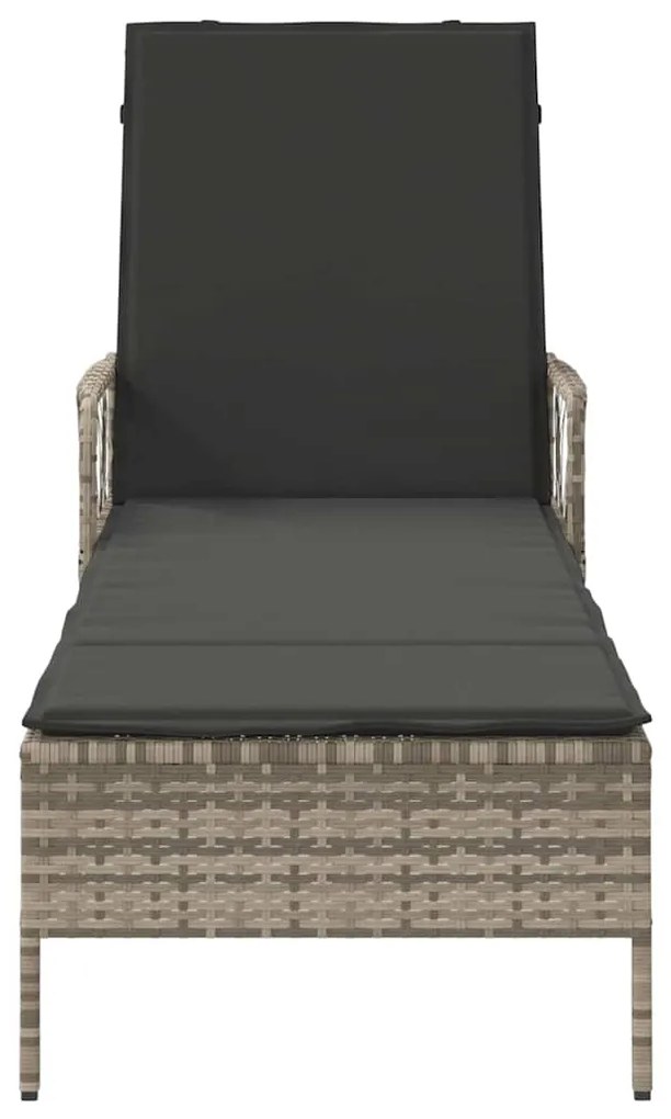 Espreguiçadeira Cinza claro Rattan PE 157 x 55 x 92 cm Dobrável