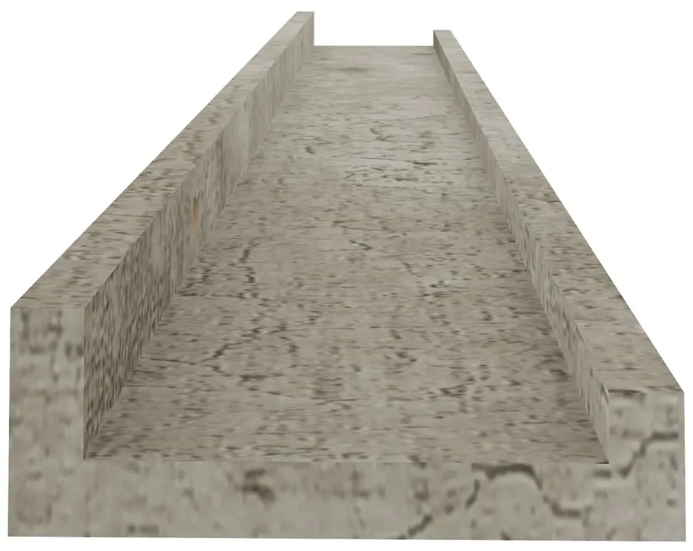 Prateleiras de parede 2 pcs 80x9x3 cm cinzento cimento