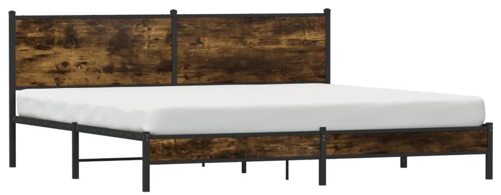 Estrutura de cama sem colchão 193x203cm metal carvalho fumado