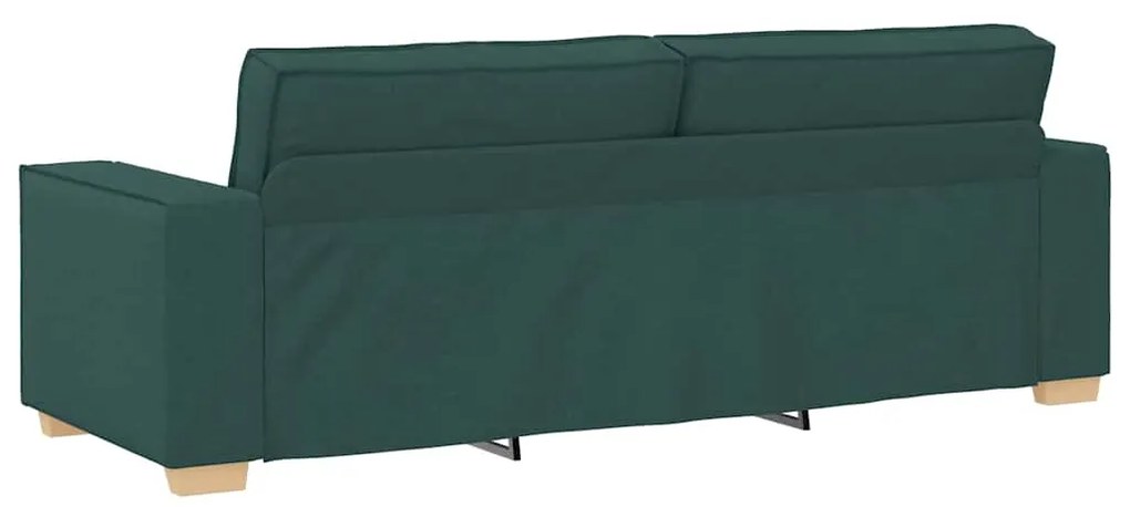 Conjunto de Sofá de 3 Peças com Almofadas em Tecido Verde Escuro