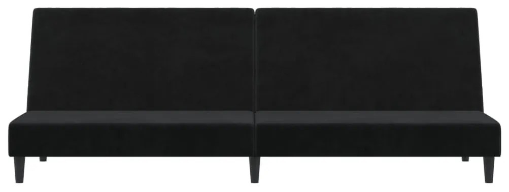 Sofá-cama de 2 lugares veludo preto