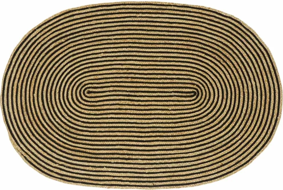 vidaXL Tapete Natural e Preto 122 x 183 cm Juta
