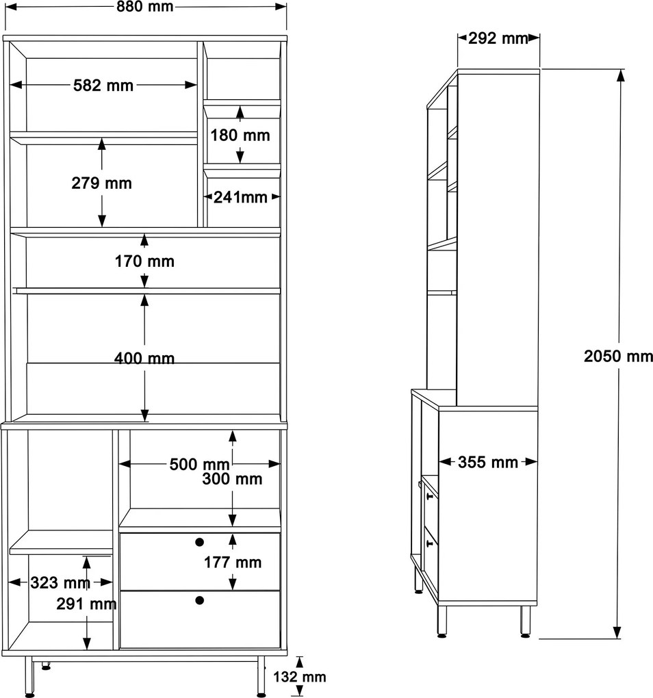 Armário Alto de Cozinha "Toledo" - Carvalho e Verde - 88x205x35.5cm -