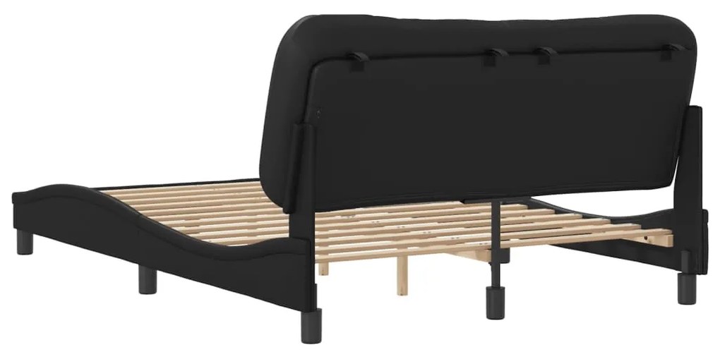 Estrutura cama c/ cabeceira 140x190 cm couro artificial preto