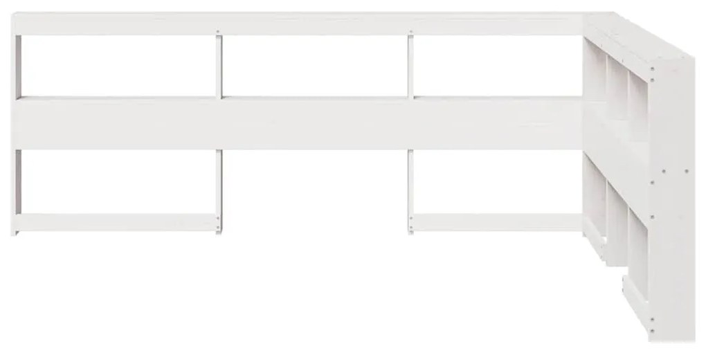 Estante cabeceira forma de L 150 cm madeira pinho maciça branco