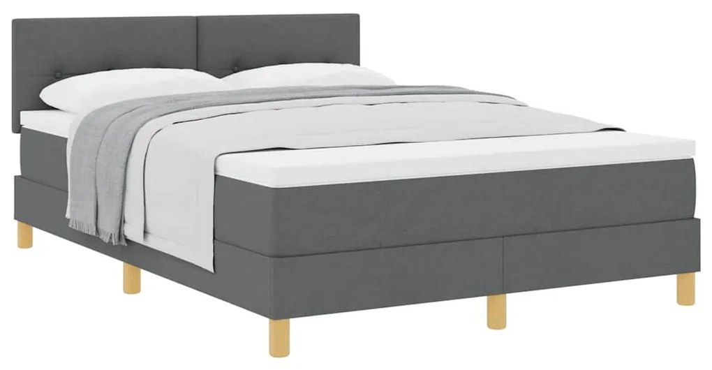 Cama Box Spring com Colchão Cinza Escuro 140x190 cm Tecido