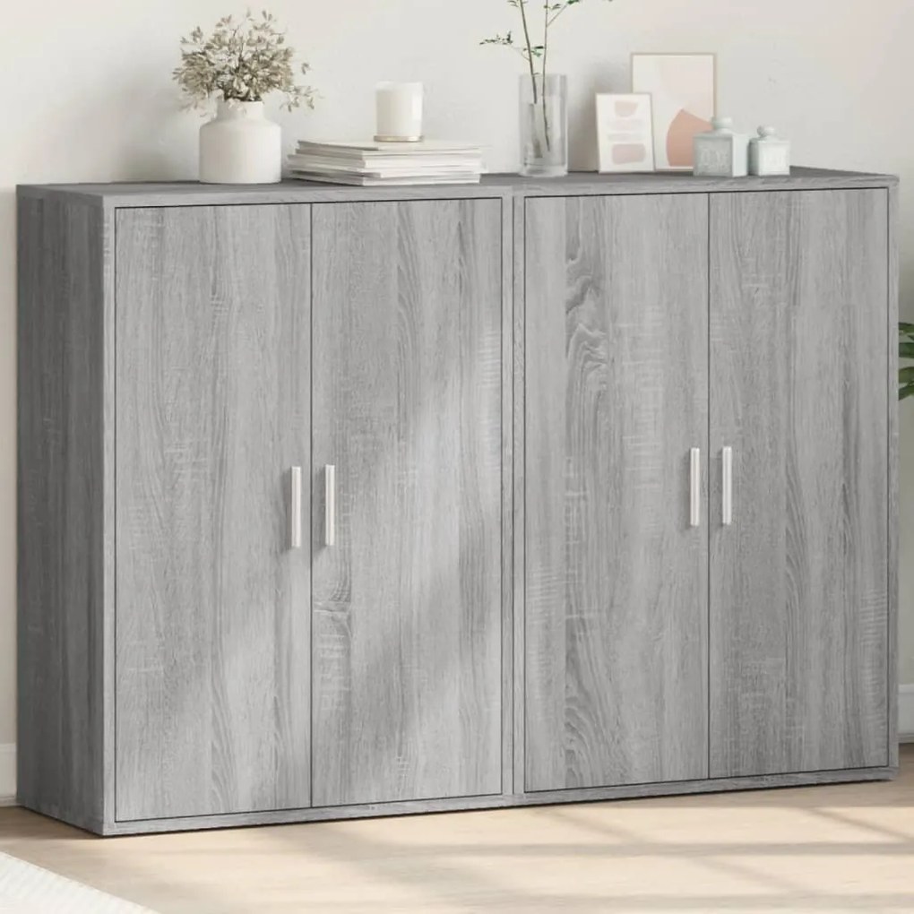 vidaXL Aparadores 2 pcs 60x31x84 cm derivados madeira cinzento sonoma
