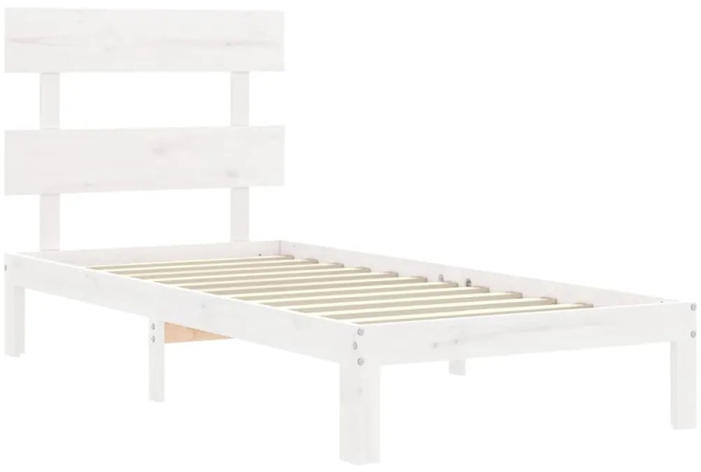 Cama sem colchão 90x200 cm madeira de pinho maciça branco
