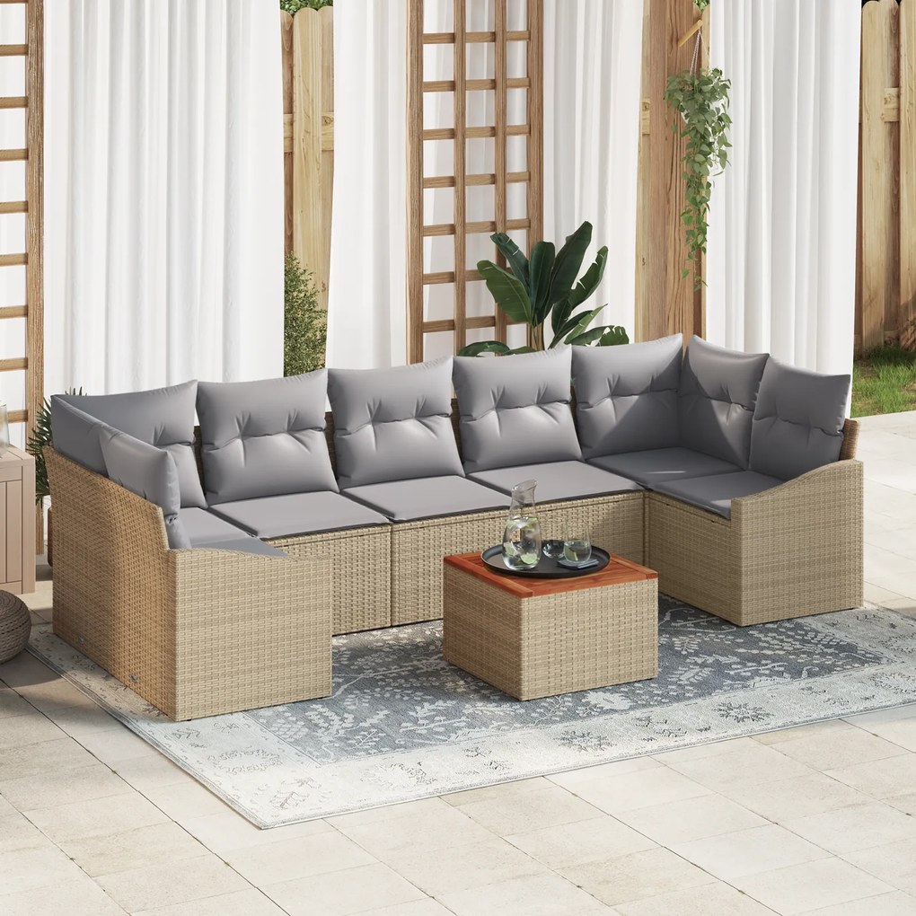 Conjunto de Sofás para Jardim de 8 Peças com Almofadas em Rattan Sinté