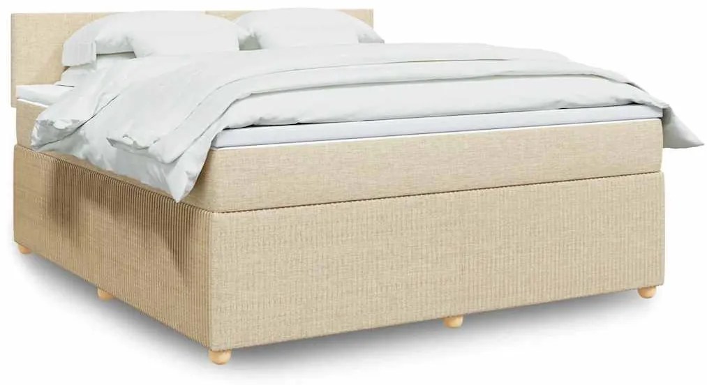 vidaXL Cama com molas/colchão 180x200 cm tecido cor creme