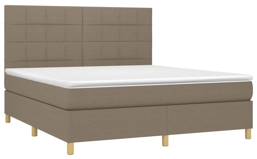 Cama box spring colchão/LED 160x200 cm tecido cinza-acastanhado