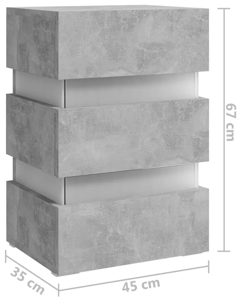 Mesa de cabeceira c/ luzes LED derivados madeira cinza-cimento