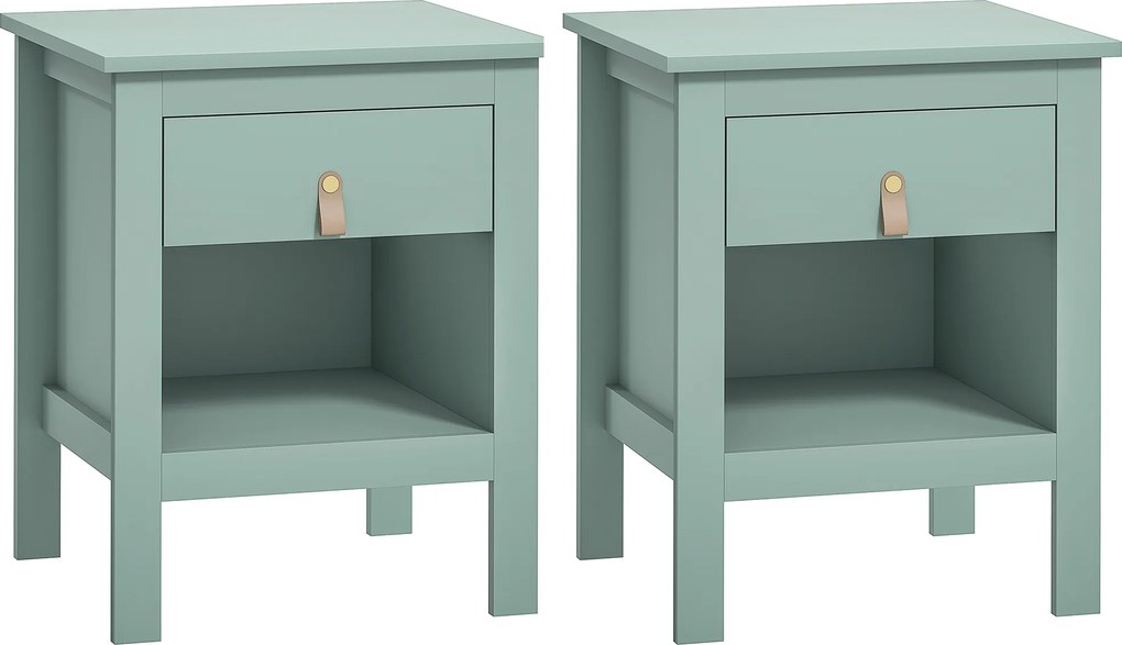 HOMCOM Lote de 2 Mesas de Cabeceira com Gaveta e Compartimento Aberto 45x40x55 cm Verde | Aosom Portugal