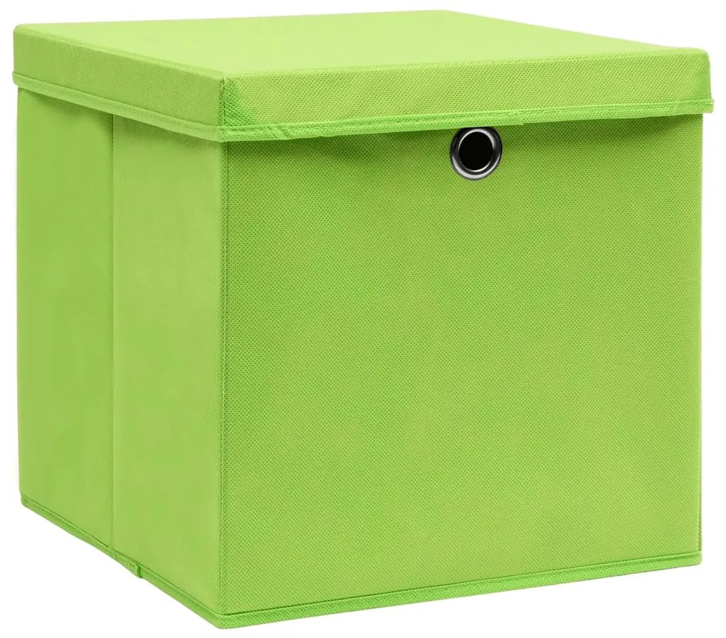 Caixas de arrumação com tampas 4 pcs 28x28x28 cm verde