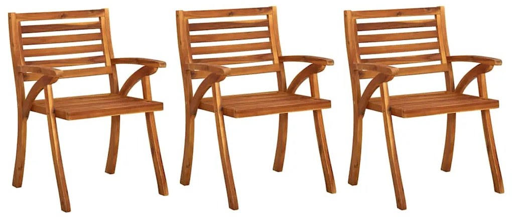 Cadeiras de jantar jardim c/ almofadões 3 pcs acácia maciça