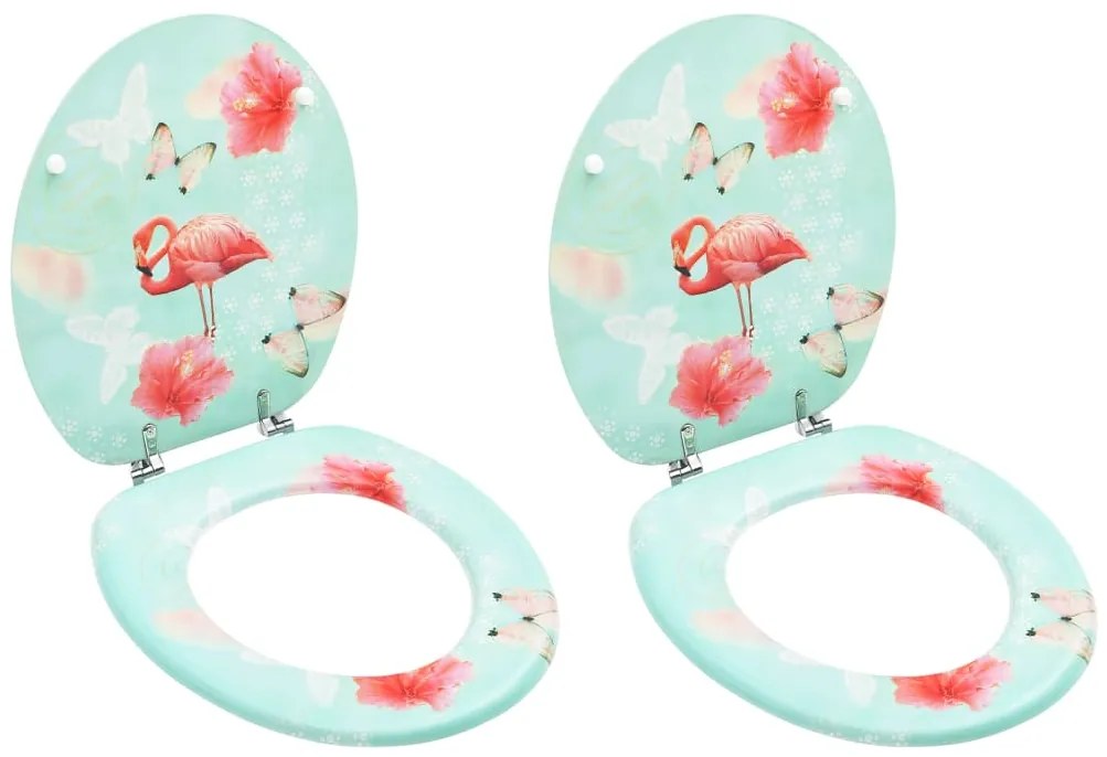 Assentos sanita com tampas 2 pcs MDF design flamingo