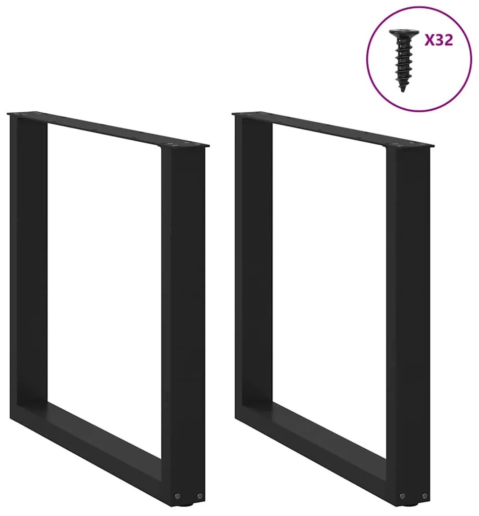 Pés de mesa de jantar em forma de U, 2 peças, preto, 90x (72-73) cm, a