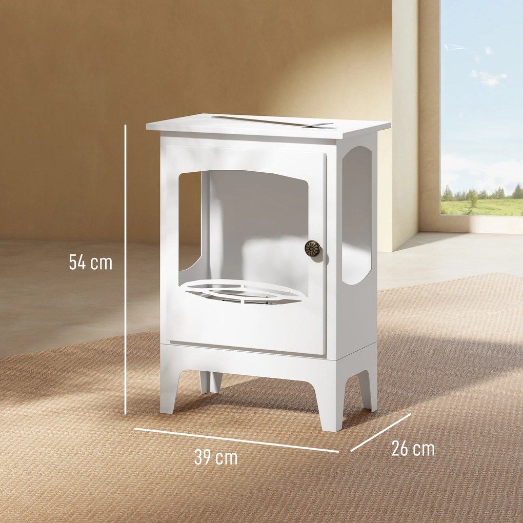 Lareira Bioetanol 7000BTU com Apagador de Aço Inoxidável Depósito de 1,2L Tempo de Combustão 3h para Interiores 20-25 m² 39x26x54 cm Branco