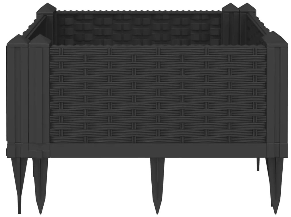 Vaso/floreira de jardim c/ estacas 42,5x42,5x28,5 cm PP preto