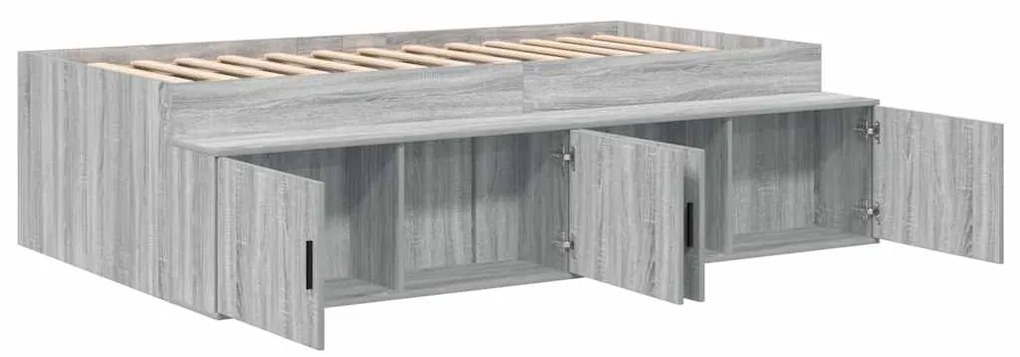 Estrutura de Cama com Armazenamento Cinza Sonoma 75x190 cm