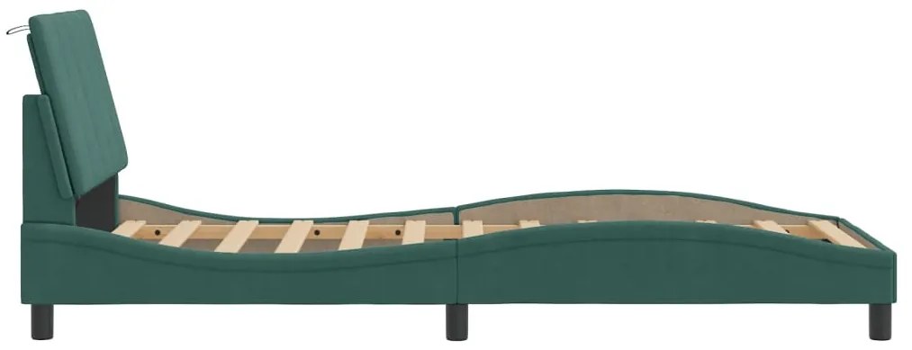 Estrutura de cama c/ luzes LED 80x200 cm veludo verde-escuro