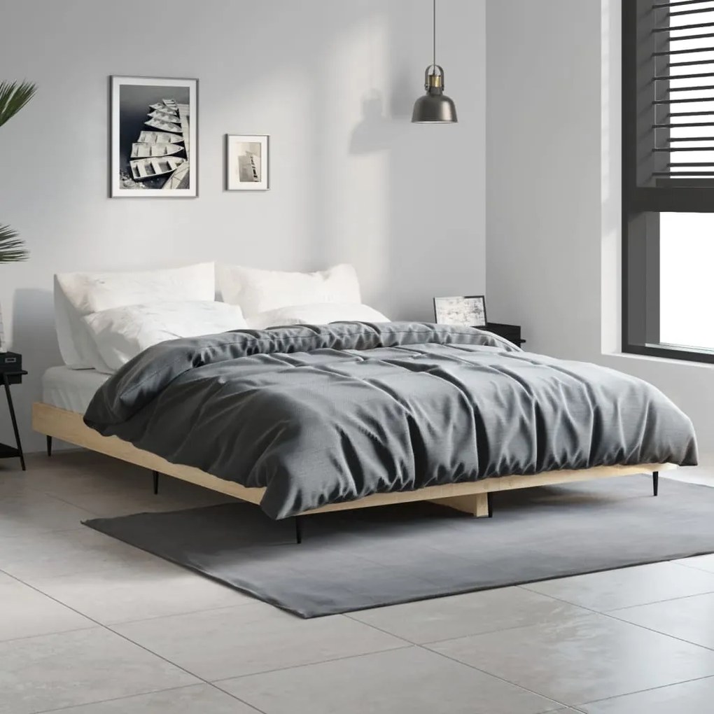 vidaXL Estrutura cama s/ colchão derivados de madeira carvalho sonoma