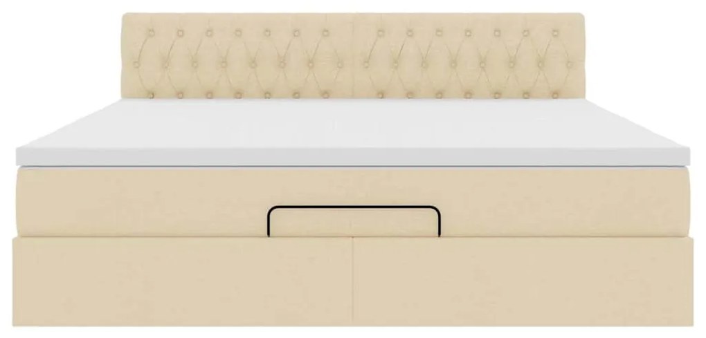 Estrutura de cama otomana com colchão tecido creme 160x200cm
