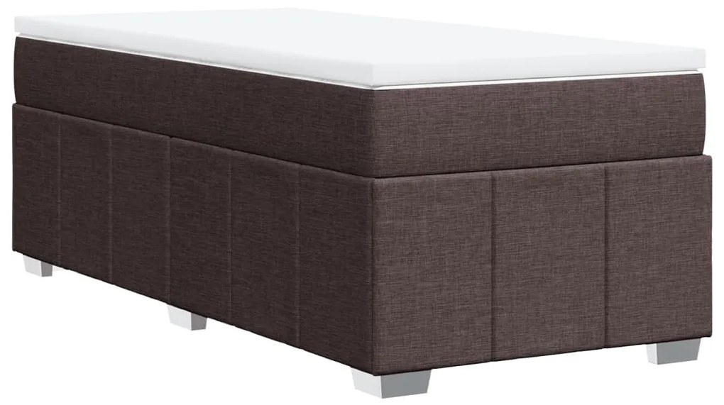 Cama com molas/colchão 90x200 cm tecido castanho-escuro