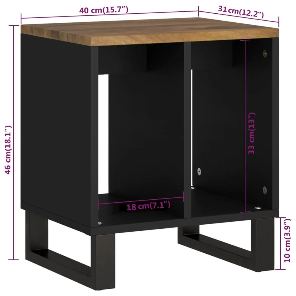 Mesa apoio 40x31x46 cm madeira mangueira maciça/deriv. madeira