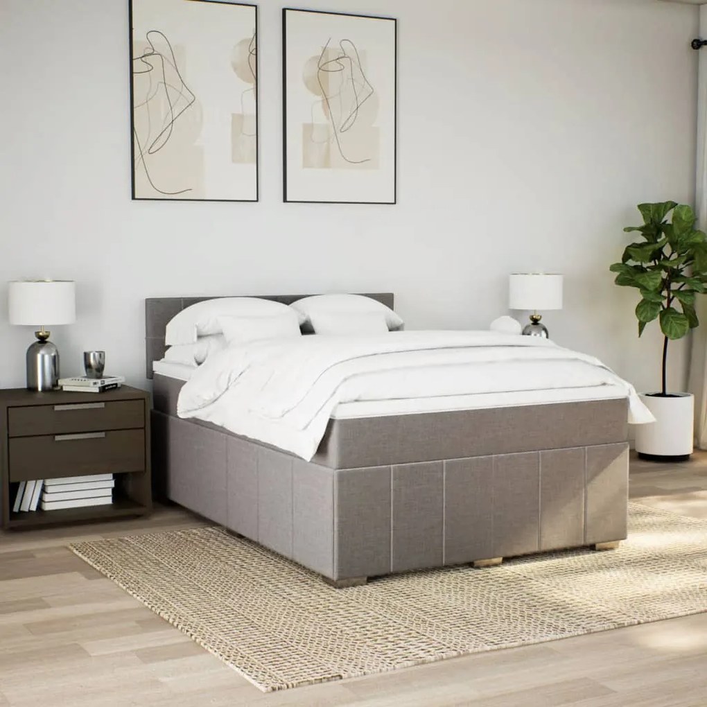 Cama com molas/colchão 140x200 cm tecido castanho-acinzentado