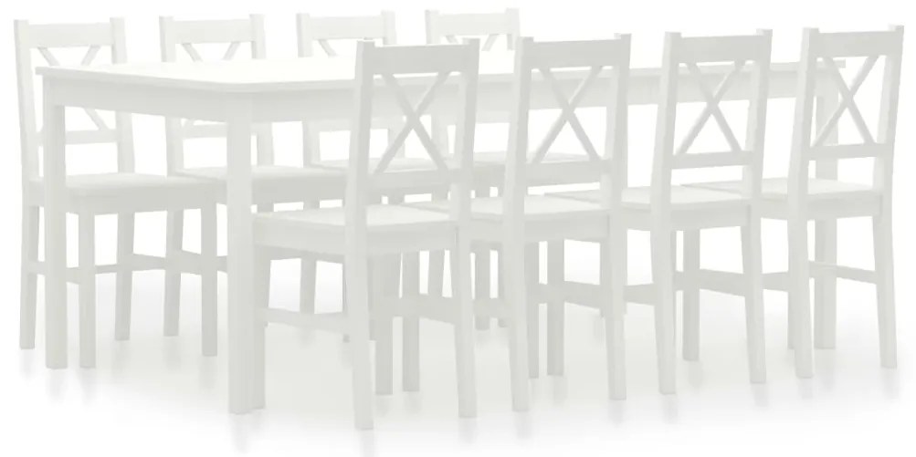 vidaXL 9 pcs conjunto de jantar em madeira de pinho branco