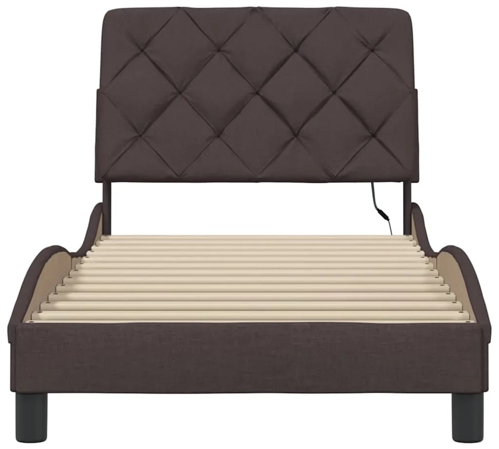 Estrutura de cama com LED sem colchão 90x200 cm tecido